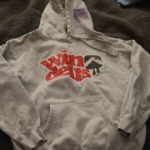 Atmosphere Gray Hoodie with Red and Black Print
